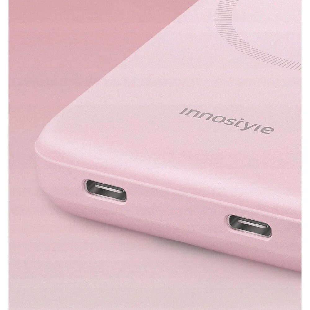 Innostyle Magnetic Wireless iPhone and iWatch Charger 2 in 1, 10000mAh - Pink